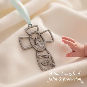 Crib Cross "Angel of God Protect This Child" baby boy